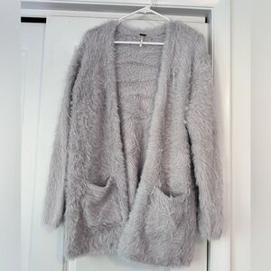 Free People Fluffy Gray Cardigan sz S (like new)